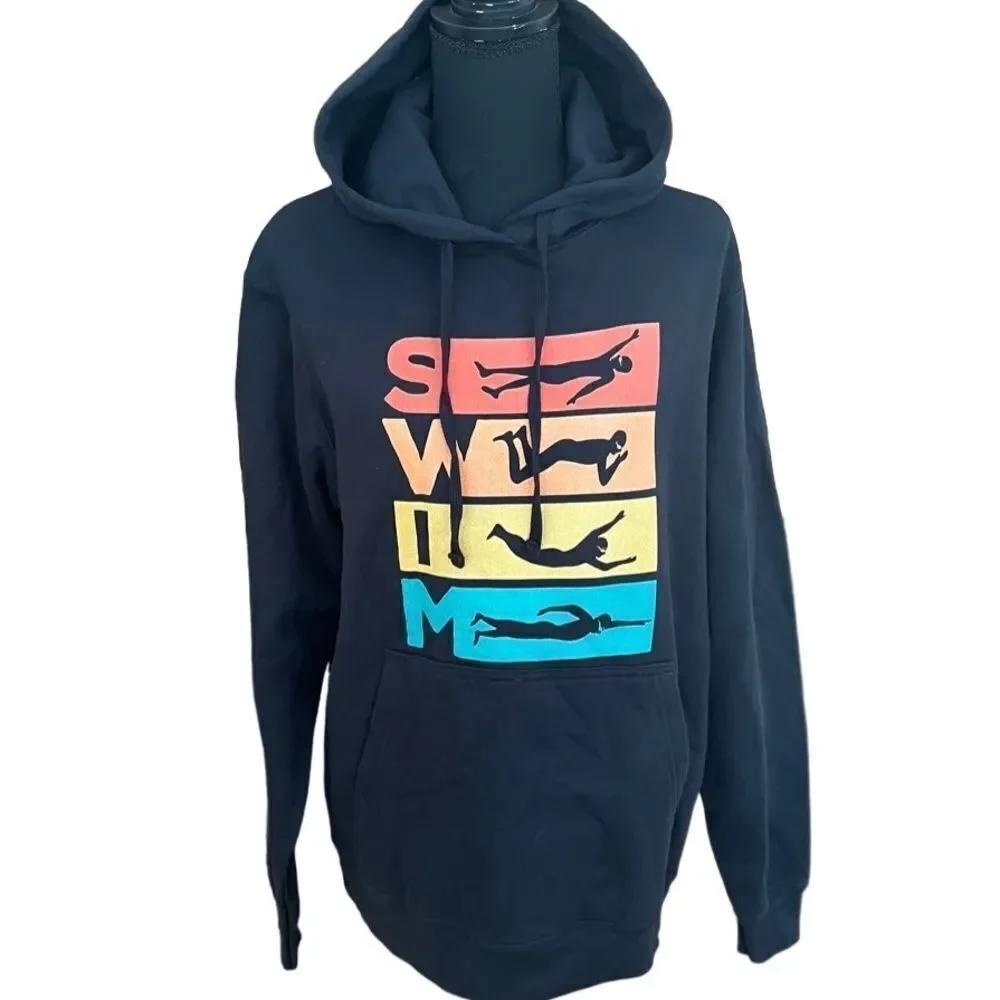 Port & Company black SWIM graphic hoodie size M.